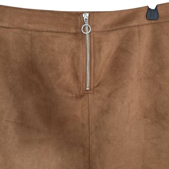 Vero Moda Women's Size Large Cognac Brown Preslie Faux Suede Mini Skirt - Picture 3 of 11